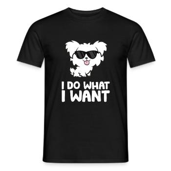 Morkie Welpe Ich mache was ich will Lustiger - Männer T-Shirt - Schwarz - Vorne - AI Model Male 178 light (178cm)
