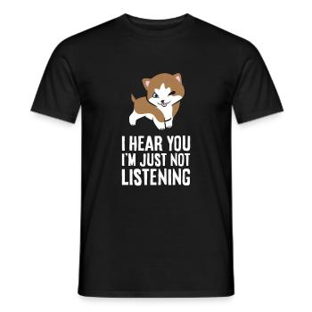 Je vous entends, je n’écoute tout simplement pas drôle de chien Pitsky - T-shirt homme - noir - Devant - AI Model Male 178 light (178cm)