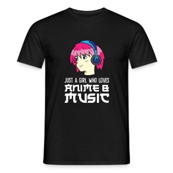 Nur ein Mädchen, das Anime und Musik liebt - Männer T-Shirt - Schwarz - Vorne - AI Model Male 178 light (178cm)