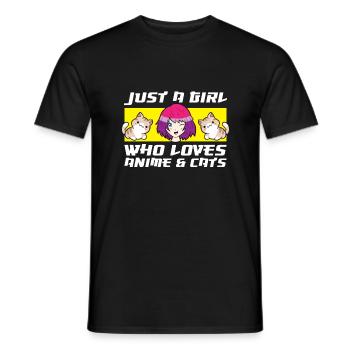 Nur ein Mädchen, das Anime und Katzen liebt - Männer T-Shirt - Schwarz - Vorne - AI Model Male 178 light (178cm)