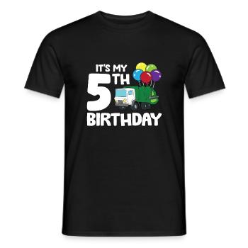Garbage Truck It's My 5th Birthday Garbage Day 5 - Men's T-Shirt - black - Front - AI Model Male 178 light (178cm)