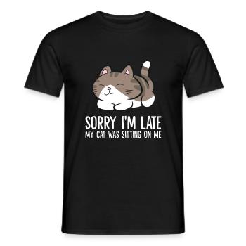 Tut mir leid, dass ich zu spät bin, meine Katze - Männer T-Shirt - Schwarz - Vorne - AI Model Male 178 light (178cm)