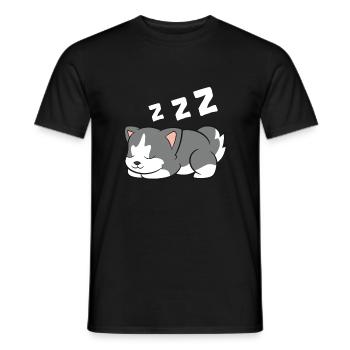 Sleeping Husky Dog Husky Pajama Cute Siberian - Männer T-Shirt - Schwarz - Vorne - AI Model Male 178 light (178cm)
