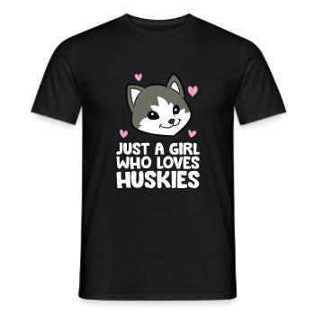 Siberian Husky Dog Just a Girl Who Loves Huskies - Männer T-Shirt - Schwarz - Vorne - AI Model Male 178 light (178cm)