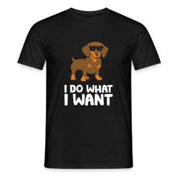 Teckel Chien Je fais ce que je veux Mignon - T-shirt homme - noir - Devant - AI Model Male 178 light (178cm)