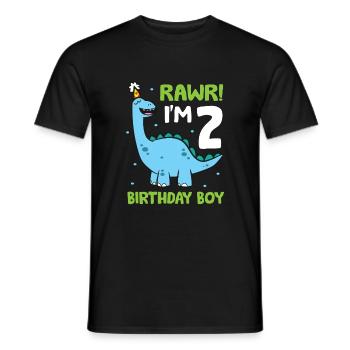 Rawr Je suis 2 Birthday Boy Dinosaurs - T-shirt homme - noir - Devant - AI Model Male 178 light (178cm)