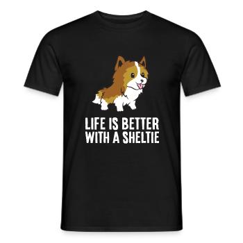 Life Is Better With A Sheltie Dog - Men's T-Shirt - black - Front - AI Model Male 178 light (178cm)