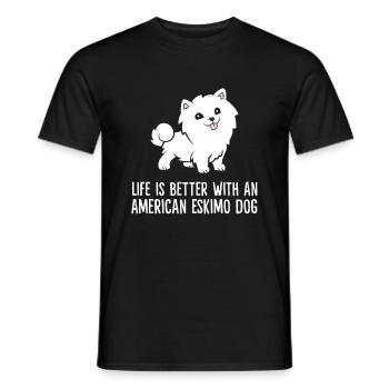 Life Is Better With An American Eskimo Dog - Men's T-Shirt - black - Front - AI Model Male 178 light (178cm)