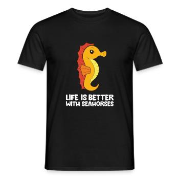 Seahorse Fish Ocean Life Is Better With Seahorses - Men's T-Shirt - black - Front - AI Model Male 178 light (178cm)