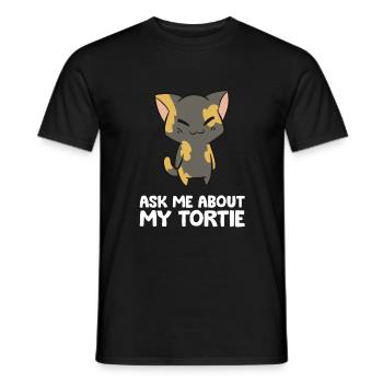 Tortie-Katzenbesitzer Fragen Sie mich nach meiner - Männer T-Shirt - Schwarz - Vorne - AI Model Male 178 light (178cm)