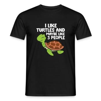 I Like Turtles And Maybe Like 3 People Turtles - Men's T-Shirt - black - Front - AI Model Male 178 light (178cm)
