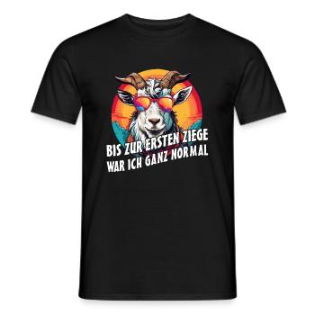 Bis zur ersten Ziege war ich ganz normal - Männer T-Shirt - Schwarz - Vorne - AI Model Male 178 light (178cm)