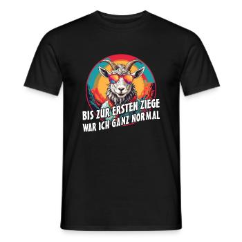Bis zur ersten Ziege war ich ganz normal - Männer T-Shirt - Schwarz - Vorne - AI Model Male 178 light (178cm)