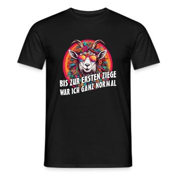 Bis zur ersten Ziege war ich ganz normal - Männer T-Shirt - Schwarz - Vorne - AI Model Male 178 light (178cm)