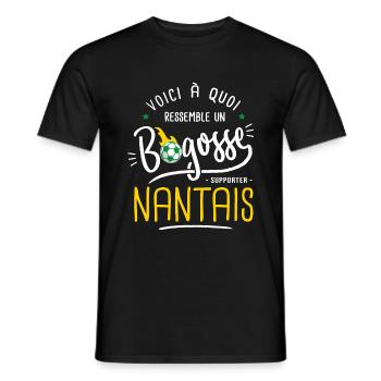 football nantes bogosse foot supporter nantais - T-shirt homme - noir - Devant - AI Model Male 178 light (178cm)
