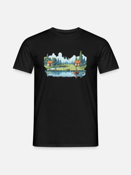 Angler Nature 8Bit Style - Men's T-Shirt - black