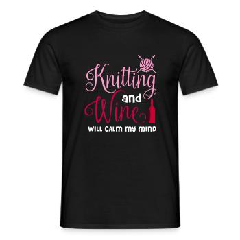 Knitting and Wine - Men's T-Shirt - black - Front - AI Model Male 178 light (178cm)