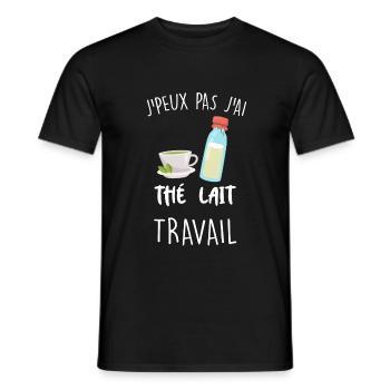 télétravail et humour - T-shirt homme - noir - Devant - AI Model Male 178 light (178cm)