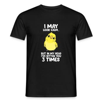 Parakeet Bird In My Head I’ve Demander You 3 Times - T-shirt homme - noir - Devant - AI Model Male 178 light (178cm)