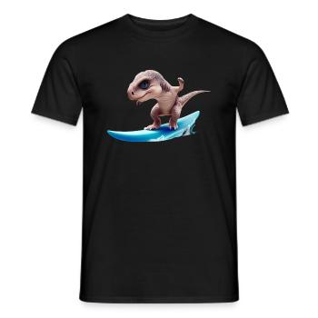 Der Surfer Dino - Männer T-Shirt - Schwarz - Vorne - AI Model Male 178 light (178cm)