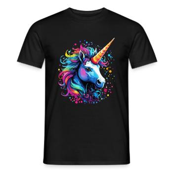 Einhorn bunt Regenbogen Pony - Männer T-Shirt - Schwarz - Vorne - AI Model Male 178 light (178cm)