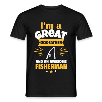 Ingenious godfather and passionate angler - Men's T-Shirt - black - Front - AI Model Male 178 light (178cm)