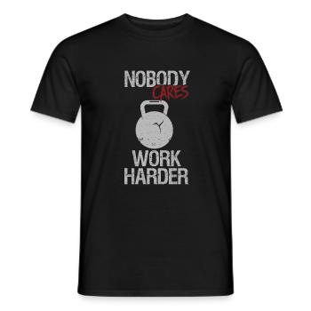 Nobody Cares Work Harder Fitness Workout Gym Skull - Men's T-Shirt - black - Front - AI Model Male 178 light (178cm)