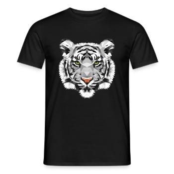 White Tiger Polygon Wild Gift - Men's T-Shirt - black - Front - AI Model Male 178 light (178cm)