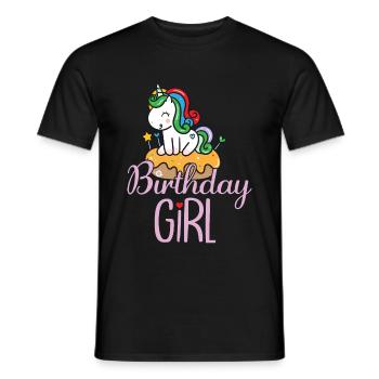 Licorne d'anniversaire fille - T-shirt homme - noir - Devant - AI Model Male 178 light (178cm)
