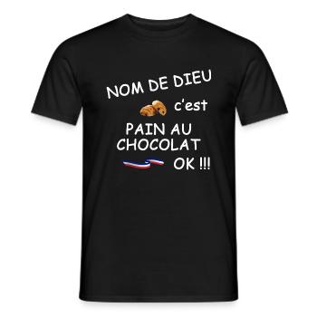 C'est pain au chocolat ok ?! - T-shirt homme - noir - Devant - AI Model Male 178 light (178cm)