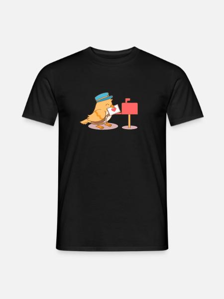 Cute Birdy Postman Love Letter - Men's T-Shirt - black