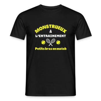 Humour Tennis monstrueux à l'entraînement tennis - T-shirt homme - noir - Devant - AI Model Male 178 light (178cm)