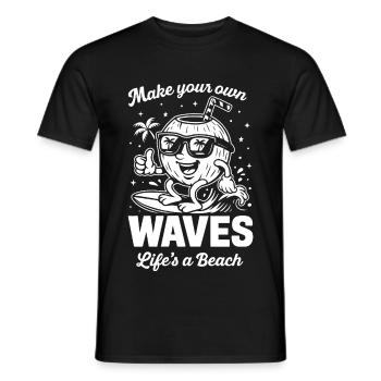 Surfing coconut with sunglasses - Men's T-Shirt - black - Front - AI Model Male 178 light (178cm)