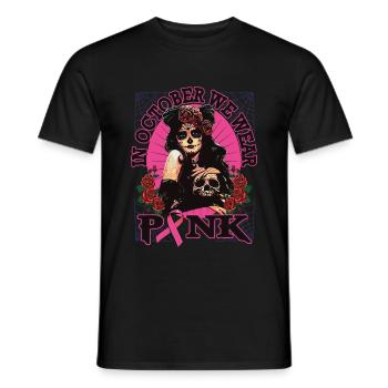 In October we wear pink breast cancer - Men's T-Shirt - black - Front - AI Model Male 178 light (178cm)