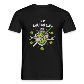 I'm an amazing elf since 1992 - Men's T-Shirt - black - Front - AI Model Male 178 light (178cm)
