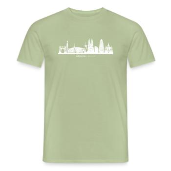 Barcelona Sehenswürdigkeiten Skyline Geschenk - Männer T-Shirt - Sage - Vorne - AI Model Male 178 light (178cm)