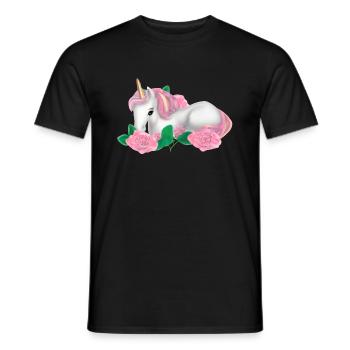 Licorne dans les roses - T-shirt homme - noir - Devant - AI Model Male 178 light (178cm)