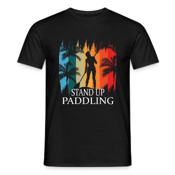 SUP Board Paddle Stand Up Paddling Shirt - T-shirt homme - noir - Devant - AI Model Male 178 light (178cm)