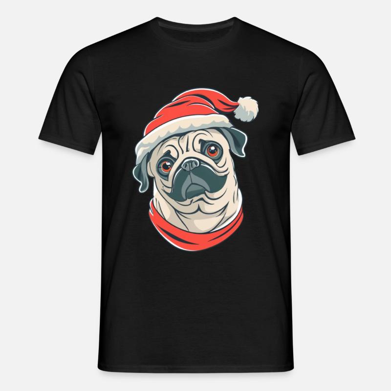 Weihnachten Mops Hund - Männer T-Shirt - Schwarz