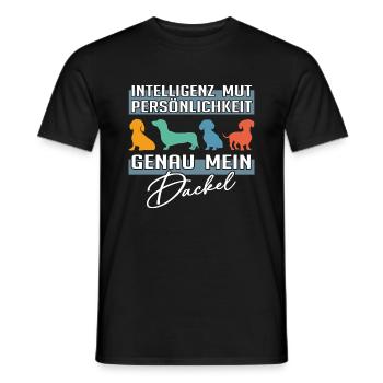 Intelligenz Mut Persönlichkeit - mein Dackel - Männer T-Shirt - Schwarz - Vorne - AI Model Male 178 light (178cm)