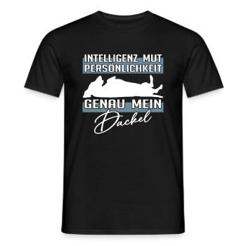 Intelligenz Mut Persönlichkeit - mein Dackel - Männer T-Shirt - Schwarz - Vorne - AI Model Male 178 light (178cm)