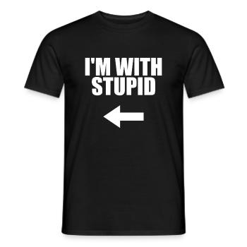 Dans la flèche avec stupid gauche des phrases drôles stupides - T-shirt homme - noir - Devant - AI Model Male 178 light (178cm)
