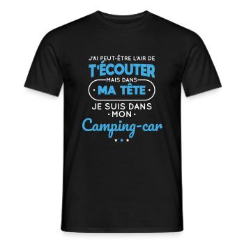 Dans ma ma tête je suis dans mon camping-car - T-shirt homme - noir - Devant - AI Model Male 178 light (178cm)