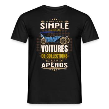 Voiture de Collection - Je Suis Un Mec Simple - T-shirt homme - noir - Devant - AI Model Male 178 light (178cm)