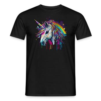 Licorne Magical Rainbow Éclaboussure de peinture colorée - T-shirt homme - noir - Devant - AI Model Male 178 light (178cm)