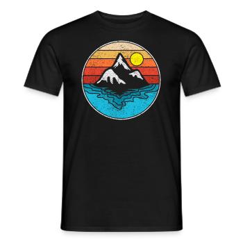 Meer Berg Berge Retro Grafik - Männer T-Shirt - Schwarz - Vorne - AI Model Male 178 light (178cm)