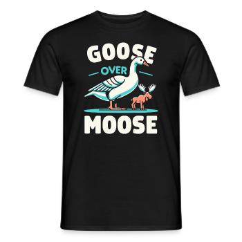 Goose over Moose – Triumphant Goose - Men's T-Shirt - black - Front - AI Model Male 178 light (178cm)