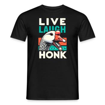 Live, Laugh, Horn – Joyful Goose Meme - T-shirt homme - noir - Devant - AI Model Male 178 light (178cm)