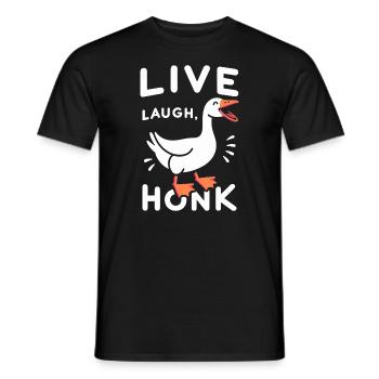 Live, Laugh, Horn – Joyful Goose Meme - Men's T-Shirt - black - Front - AI Model Male 178 light (178cm)