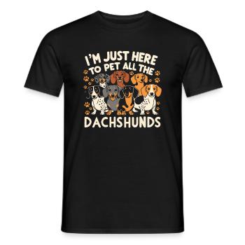 I'm just here to pet all the dachshunds - Men's T-Shirt - black - Front - AI Model Male 178 light (178cm)
